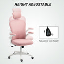 Vinsetto Mesh Chair With Headrest, 4D Lumbar Support, Flip-up Arm - White/Pink/Black