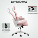 Vinsetto Mesh Chair With Headrest, 4D Lumbar Support, Flip-up Arm - White/Pink/Black