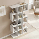 HOMCOM Geometric Bookshelf, 5-Tier S Shaped Bookcase, White Wood Effect