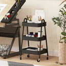 HOMCOM 3-Tier Rolling Utility Cart Kitchen Storage Trolley on Wheels Black