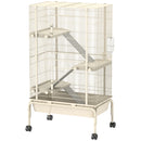PawHut 4 Levels Rolling Small Animal Cage, Rabbit Cage with 15cm Deep Bottom