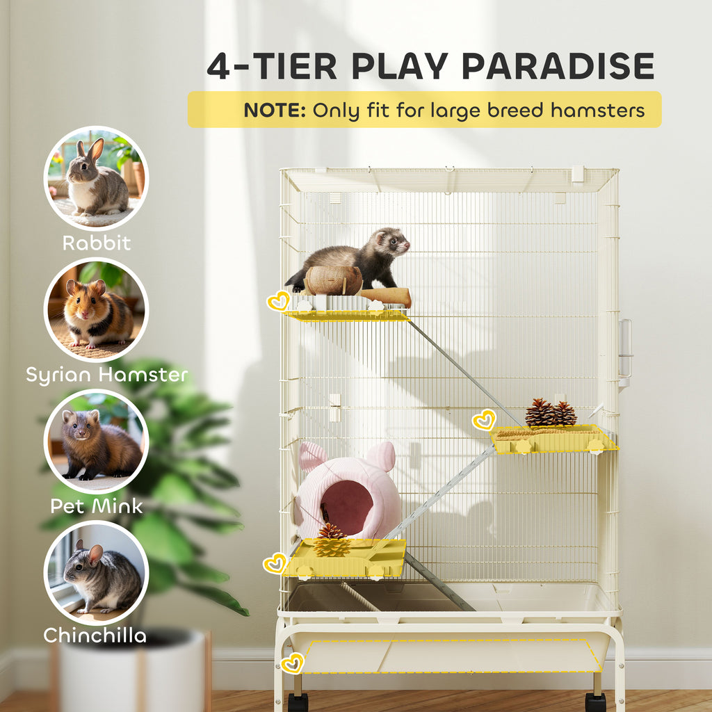 Rolling Rabbit Cages PawHut 4 Levels Rolling Small Animal Cage, Rabbit Cage with 15cm Deep