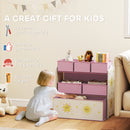 AIYAPLAY 3-Tier Kids Storage Shelf With 6 Removable Fabric Boxes,