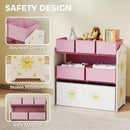 AIYAPLAY 3-Tier Kids Storage Shelf With 6 Removable Fabric Boxes,