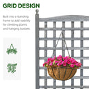 Outsunny Raised Garden Bed with Trellis Garden Planters Indoor Grey