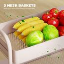 HOMCOM 3-Tier Storage Trolley, Storage Cart With Mesh Backets, Wheels
