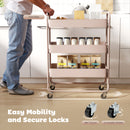 HOMCOM 3-Tier Storage Trolley, Storage Cart With Mesh Backets, Wheels