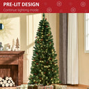 HOMCOM 6FT Prelit Artificial Pencil Christmas Tree with Warm White LED Light, Red Berry, Green