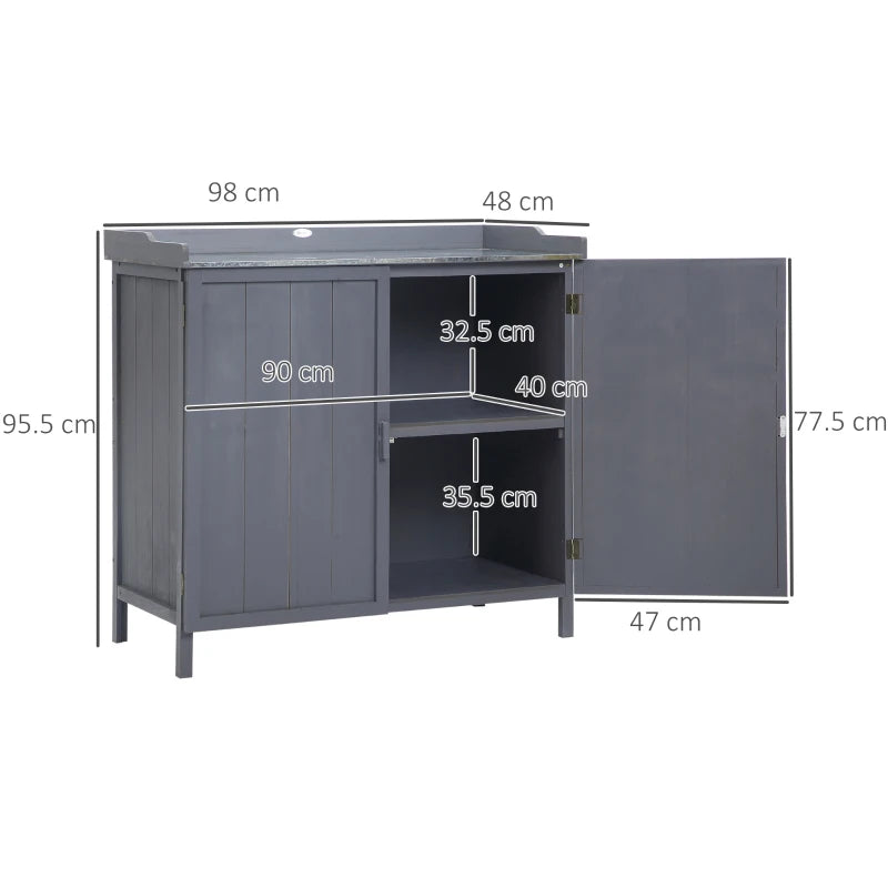 Outsunny Tool Cabinet Organiser 98 x 48 x 95.5 cm - Grey