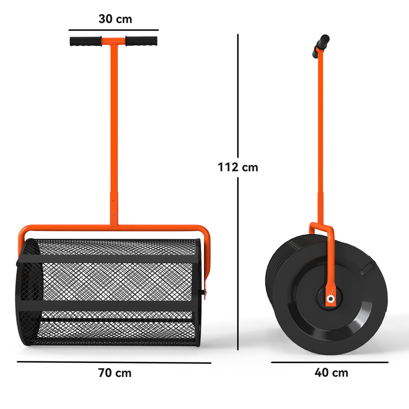 Outsunny Compost Spreader, 24\" Garden Spreader w/ Height Adjustable Handle