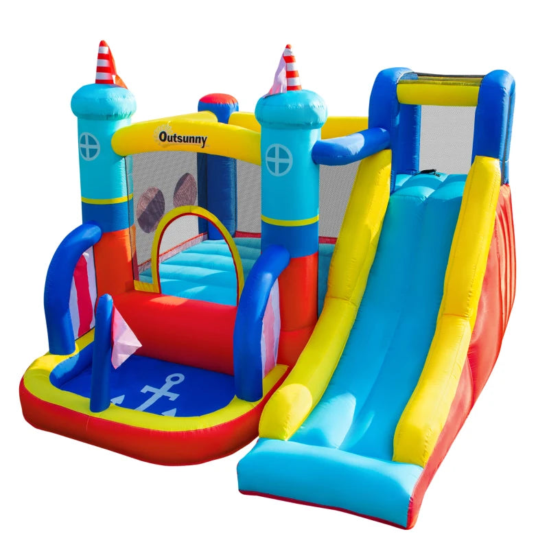 Outsunny Bouncy Castle with Slide and Pool