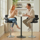 HOMCOM Bar Stools Adjustable Swivel With Armrest Set Of 2 Black