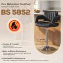 HOMCOM Bar Stools Adjustable Swivel With Armrest Set Of 2 Black