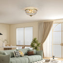HOMCOM Chandelier Crystal Ceiling Light With E14 Base 2-Lights, Gold