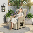 Outsunny Rattan Garden Recliner Chair with Flip Table, Brown