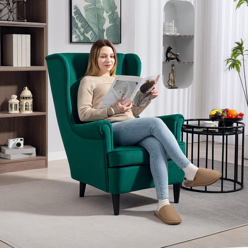 HOMCOM Wingback Chair, Modern Accent Chair For Living Room Bedroom