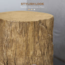 HOMCOM Concrete Side Table Tree Stump End Table For Indoor Outdoors Natural