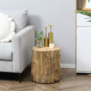 HOMCOM Concrete Side Table Tree Stump End Table For Indoor Outdoors Natural