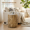 HOMCOM Concrete Side Table Tree Stump End Table For Indoor Outdoors Natural