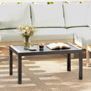 Outsunny Outdoor Side Table Garden Table with Steel Frame and Slat Top Grey Wood