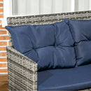 Outsunny 6 PCs Patio Wicker Sofa Set Rattan Chair Furniture, Dark Blue
