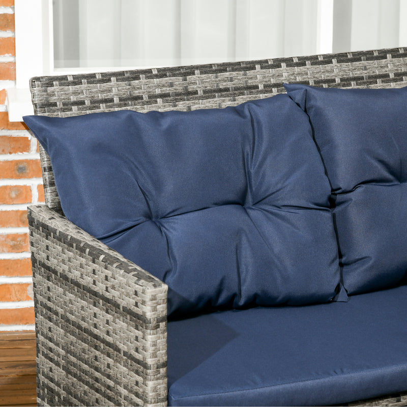Outsunny 6 PCs Patio wicker Sofa Set Rattan Chair Furniture, Dark Blue
