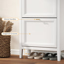 HOMCOM Shoe Cabinet with 2 Flip Drawers, Narrow Shoe Storage Cabinet, White