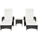 Outsunny Rattan Lounger Set with Side Table - Brown