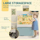 AIYAPLAY Kids Bookcase w/ 3 Tier Shelves, Drawer, for Bedroom, Nursery, White