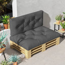 Outsunny 2 Seater Outdoor Seat Cushions and Back for Pallet, Charcoal Grey