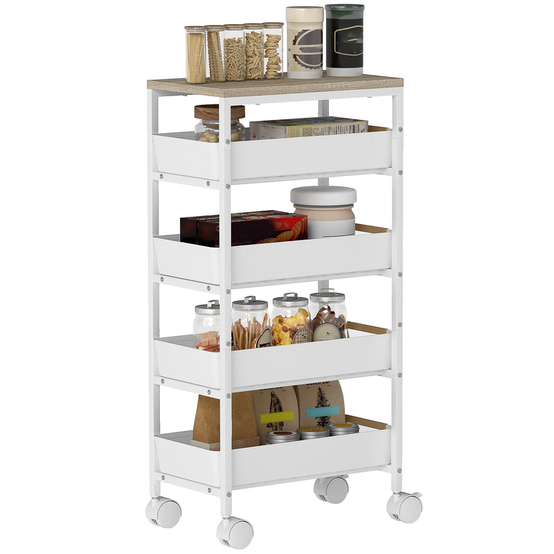 HOMCOM Kitchen Storage Trolley Mobile Utility Cart for Kitchen Office