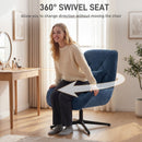 HOMCOM Swivel Accent Chair, Chenille Armchair With Lumbar Pillow, Dark Blue