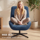 HOMCOM Swivel Accent Chair, Chenille Armchair With Lumbar Pillow, Dark Blue