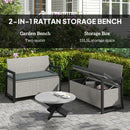 Outsunny Rattan Garden Bench with Storage, Inner Bag, 151.5L Outdoor Bench