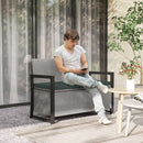 Outsunny Rattan Garden Bench with Storage, Inner Bag, 151.5L Outdoor Bench