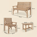 Outsunny 4 Seater Garden Furniture Sofa Set with Curved Seat, Natural Wood