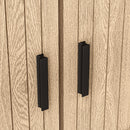 HOMCOM Nightstand With Sliding Doors And Metal Legs For Bedroom Oak Tone