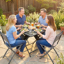 Outsunny Folding Square Garden Dining Table With Parasol Hole