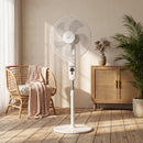 HOMCOM 18" Pedestal Fan With Sleep Mode, Oscillating Standing Fan, White