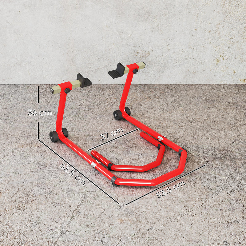 HOMCOM Motorcycle Stand, 390 kg Front/Rear Paddock Stand, Red