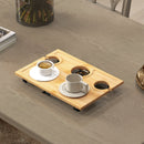 HOMCOM Foldable Wine Table, Bamboo Picnic Table With Bottle Holder, Glass Holder