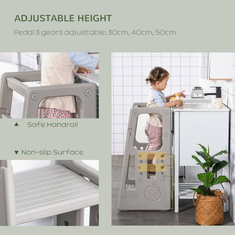 HOMCOM Kids Plastic Step Stool -  Grey