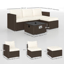 Outsunny 4 Seater Rattan Sofa Set With Footstool Thick Cushions