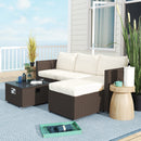Outsunny 4 Seater Rattan Sofa Set With Footstool Thick Cushions