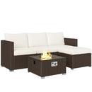 Outsunny 4 Seater Rattan Sofa Set With Footstool Thick Cushions