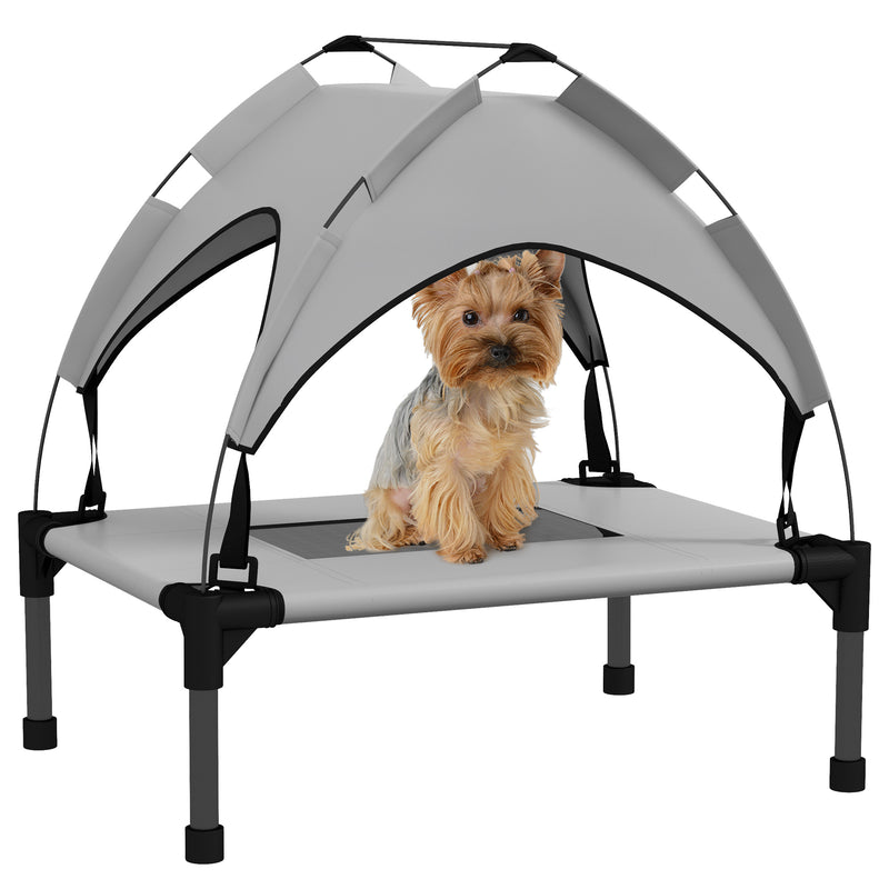 PawHut Cooling Raised Dog Bed w/ Breathable Mesh, Light Grey