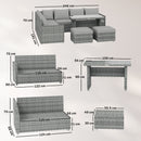 Outsunny 6 Piece Rattan Garden Furniture Set With Cushions, Grey