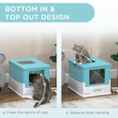 PawHut Hooded Cat Litter Box, Pet Toilet w/ Scoop, Tray - Light Blue