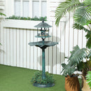 Outsunny 3-in-1 Garden Bird Bath, Birdbath with Large Water Basin, Green