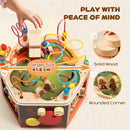 AIYAPLAY Wooden Activity Cube, 8 in 1 Baby Activity Cube Toys for 18M+